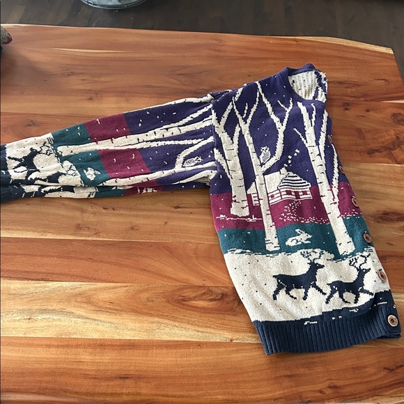 Vintage Northern Reflections Cotton Mix Woodland Friends Print Cardigan Sweater - Picture 11 of 11